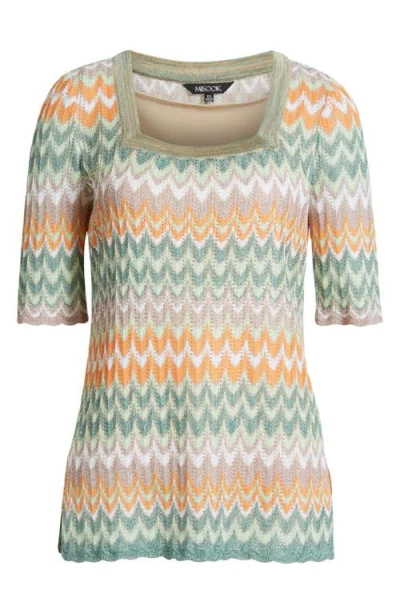 Misook Pointelle Zigzag Knit Tunic In Multi