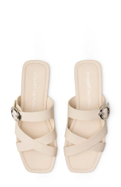 Stuart Weitzman Villa Leather Slide Sandals In Neutral