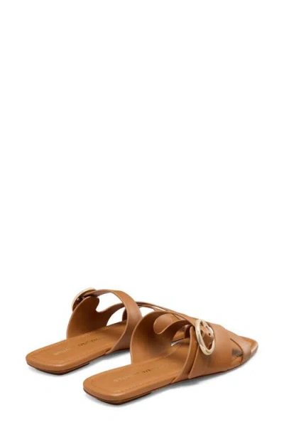 Stuart Weitzman Villa Leather Slide Sandals In Brown