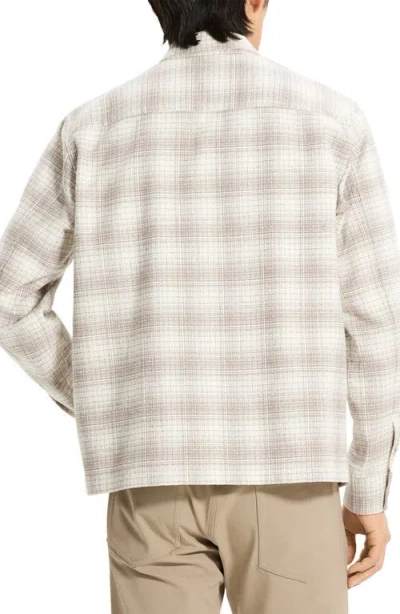 Theory Textured Cotton Button-up Shirt In Neutral