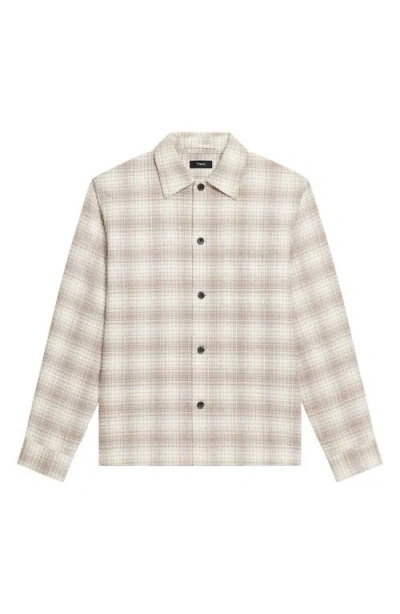Theory Textured Cotton Button-up Shirt In Neutral