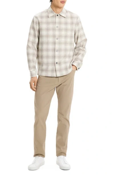 Theory Textured Cotton Button-up Shirt In Neutral