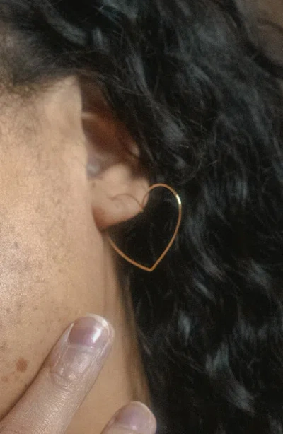 Local Eclectic Solid 9k Gold Heart Hoop Earrings In Pattern