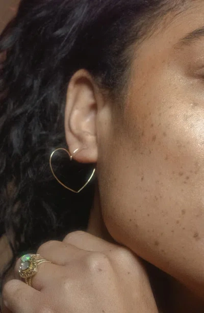 Local Eclectic Solid 9k Gold Heart Hoop Earrings In Pattern
