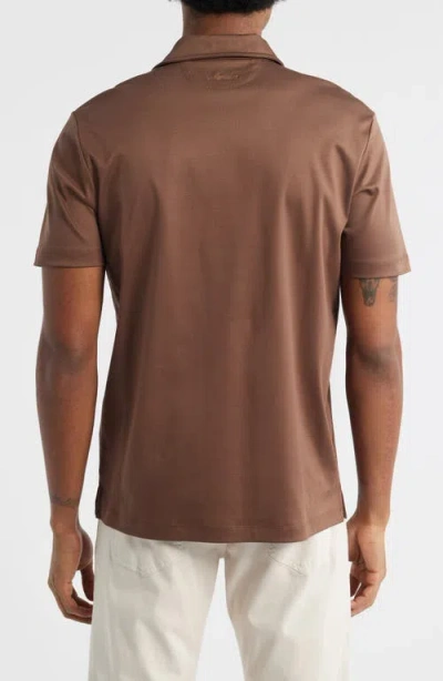 Aurélien Aur1 Solid Cotton Polo In Brown