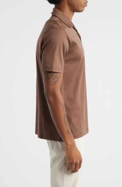 Aurélien Aur1 Solid Cotton Polo In Brown