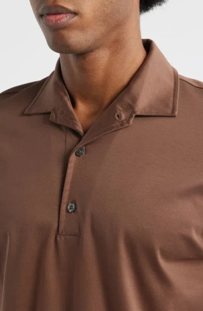 Aurélien Aur1 Solid Cotton Polo In Brown