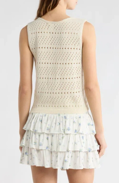 Abound Tie Front Sweater Tank In White
