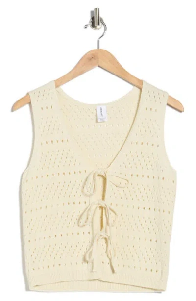 Abound Tie Front Sweater Tank In White