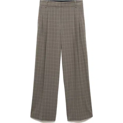 Mango Check Wide Leg Suit Pants In Multi