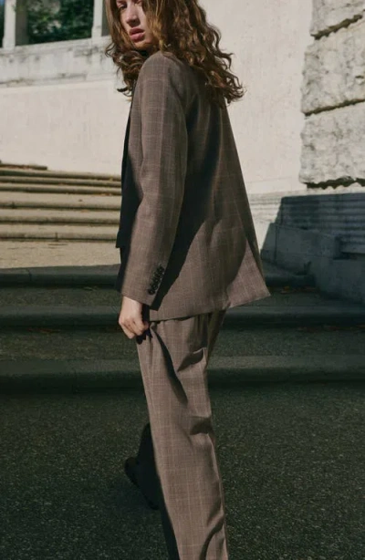 Mango Check Wide Leg Suit Pants In Multi