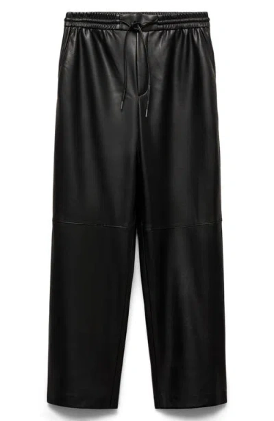 Mango Faux Leather Drawstring Pants In Pattern