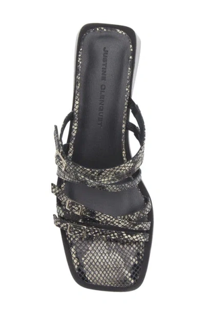 Justine Clenquet Andie Python Embossed Sandal In Black