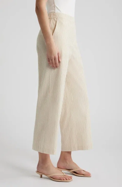 Bernardo Pinstripe Crop Pull-on Pants In Neutral