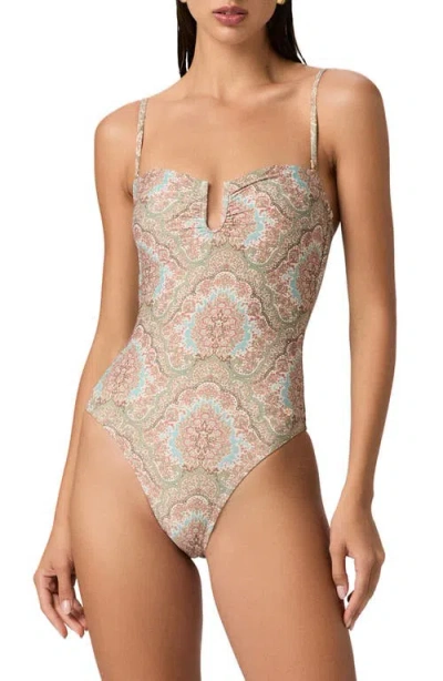 Paige Gianna U Ring Front One Piece Swimsuit In Neutral