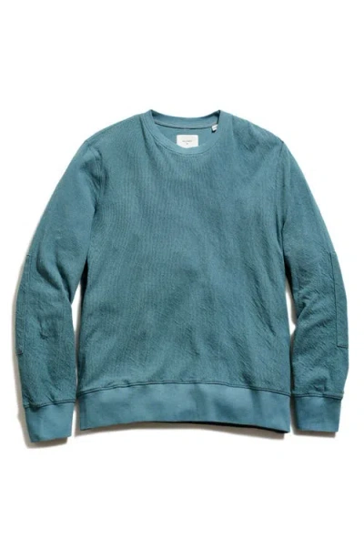 Billy Reid Rib Crinkle Cotton Sweatshirt In Blue