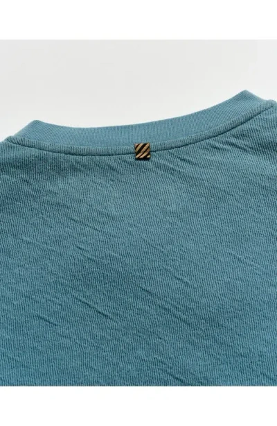 Billy Reid Rib Crinkle Cotton Sweatshirt In Blue