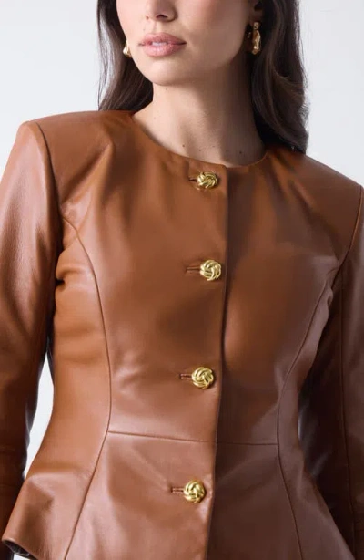 Marciano Cara Leather Jacket In Brown