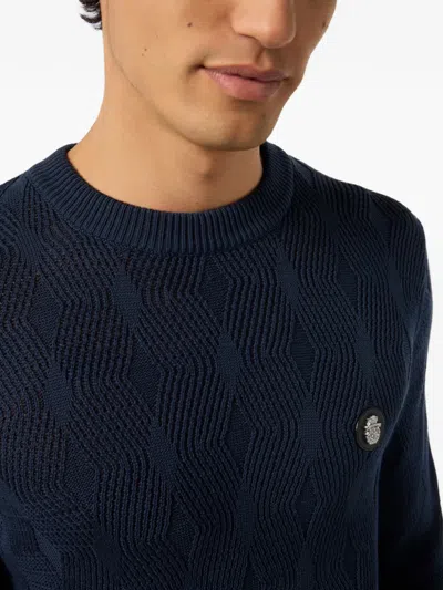 Billionaire Braides Roundneck Pullover In Blue