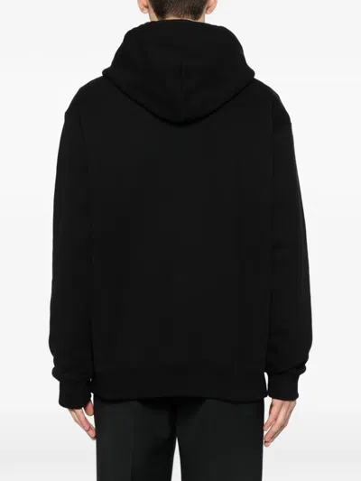 Gucci Men Black Sweatshirt With Hood With Drawstring And Front Logo In Cotton Man In Multi
