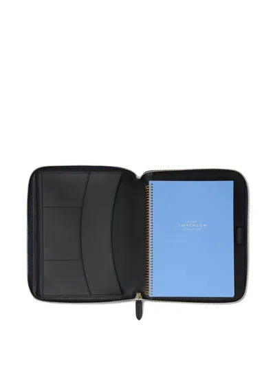 Smythson A5 Zip-up Writing Folder In Blue