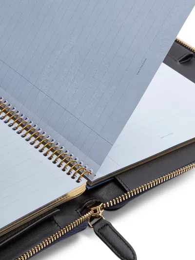 Smythson A5 Zip-up Writing Folder In Blue