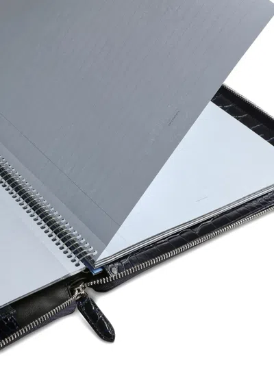Smythson A5 Writing Folder With Zip In Mara In Blue