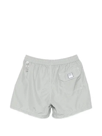 Fedeli Madeira Drawstring Patterned Swim Shorts In Gray