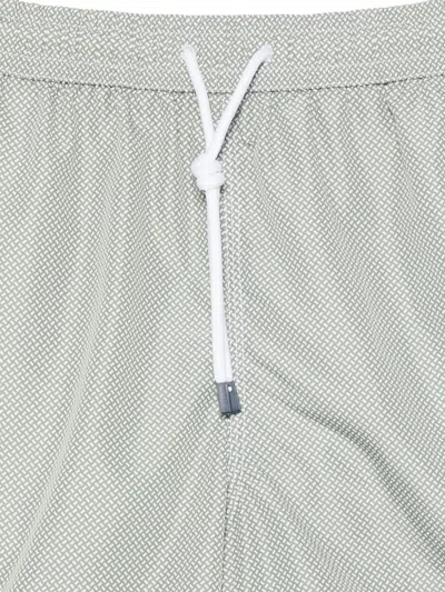Fedeli Madeira Drawstring Patterned Swim Shorts In Gray