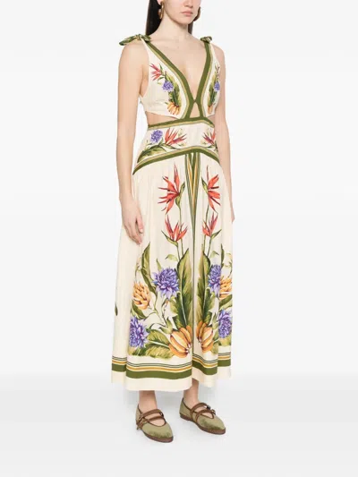 Farm Rio Sand Tropical Scarf Lenzing Ecovero Euroflax Maxi Dress In Multi