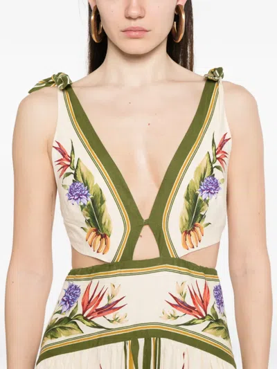 Farm Rio Sand Tropical Scarf Lenzing Ecovero Euroflax Maxi Dress In Multi