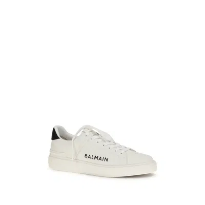 Balmain Calfskin Logo Motif Lace-up Sneakers With Black Heel Counter In Multi