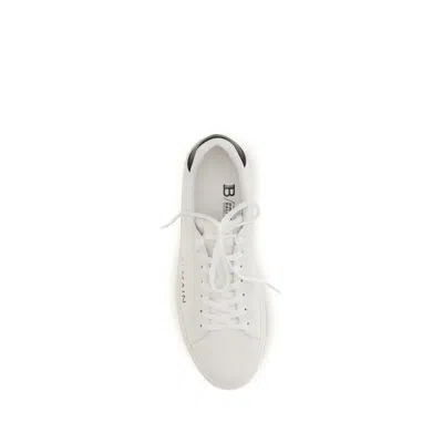 Balmain Calfskin Logo Motif Lace-up Sneakers With Black Heel Counter In Multi