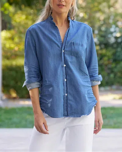 Frank And Eileen Eileen Ruffle Top In Blue