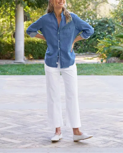 Frank And Eileen Eileen Ruffle Top In Blue