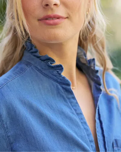 Frank And Eileen Eileen Ruffle Top In Blue