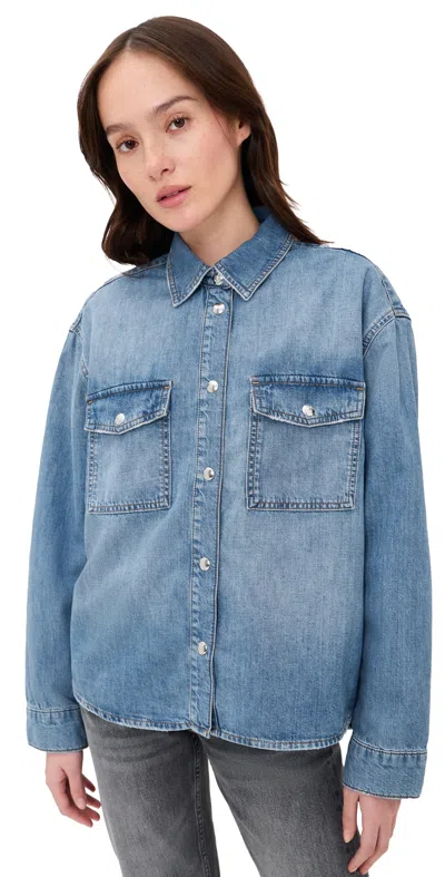 Anine Bing Womens Baltic Blue Paxton Oversized Denim Shirt