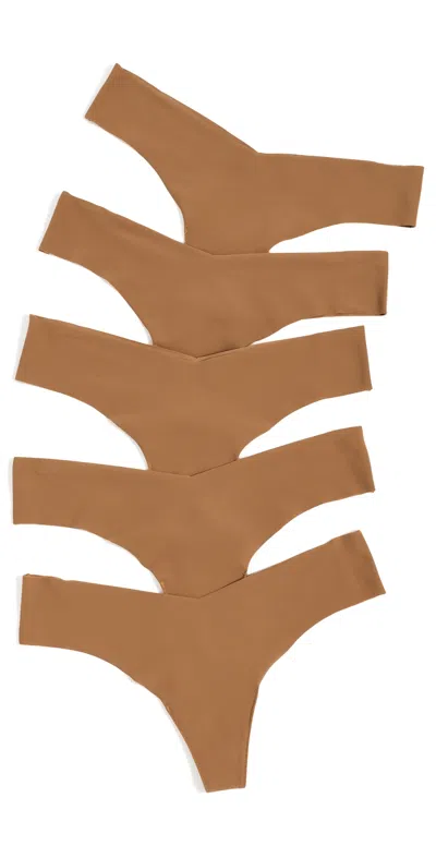 Commando Classic Thong 5-pack Multi In Brown