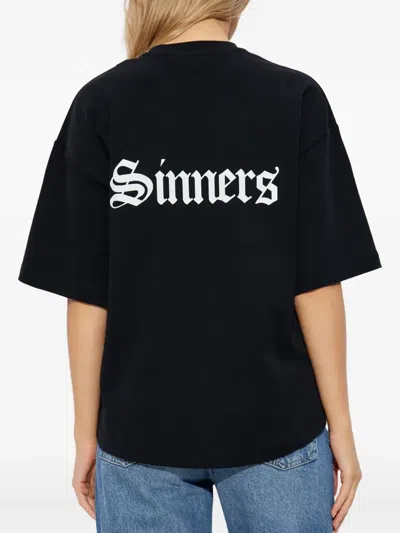 Allsaints Womens Black Amelie Branded-print Cotton-jersey T-shirt