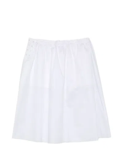Low Classic Drawstring Midi Skirt In White