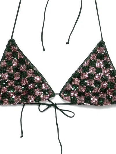 Oseree Sequins Chess Bikini In Black