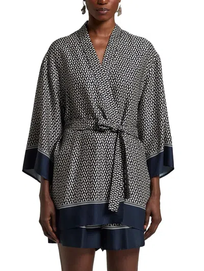 Peserico Patterned Kimono In Blue