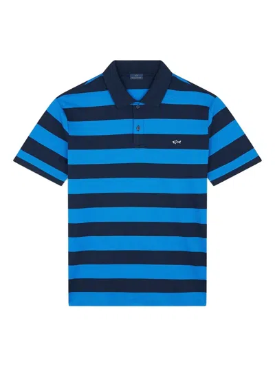 Paul & Shark Cotton Polo Shirt Striped Pattern In Blue