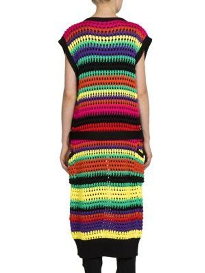 Shop Balmain Multicolor Crochet Knit Cardigan