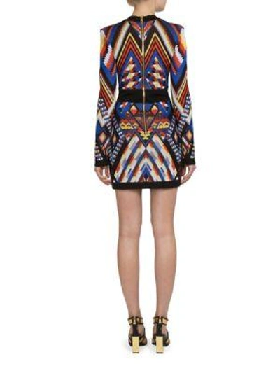 Shop Balmain Geometric Lace-up Dress In Multi