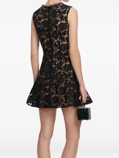 Self-portrait Lace Crystal Embellished Mini Dress In Black