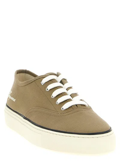 Jacquemus Cotton Low-top Sneakers With Embroidered Logo In Brown