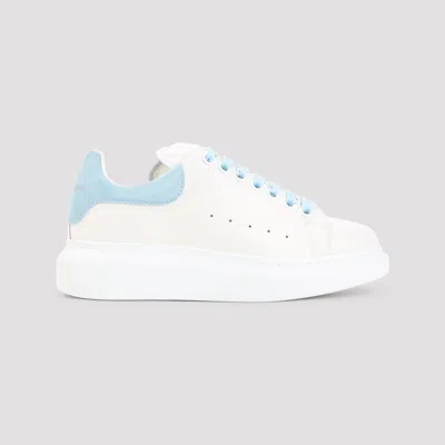 Alexander Mcqueen Oversize Sneakers In White And Light Blue Calf Leather In Multi