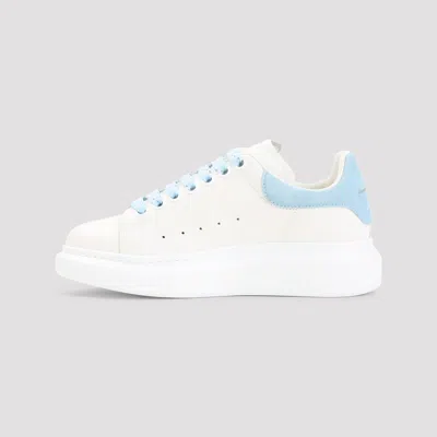 Alexander Mcqueen Oversize Sneakers In White And Light Blue Calf Leather In Multi