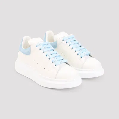 Alexander Mcqueen Oversize Sneakers In White And Light Blue Calf Leather In Multi